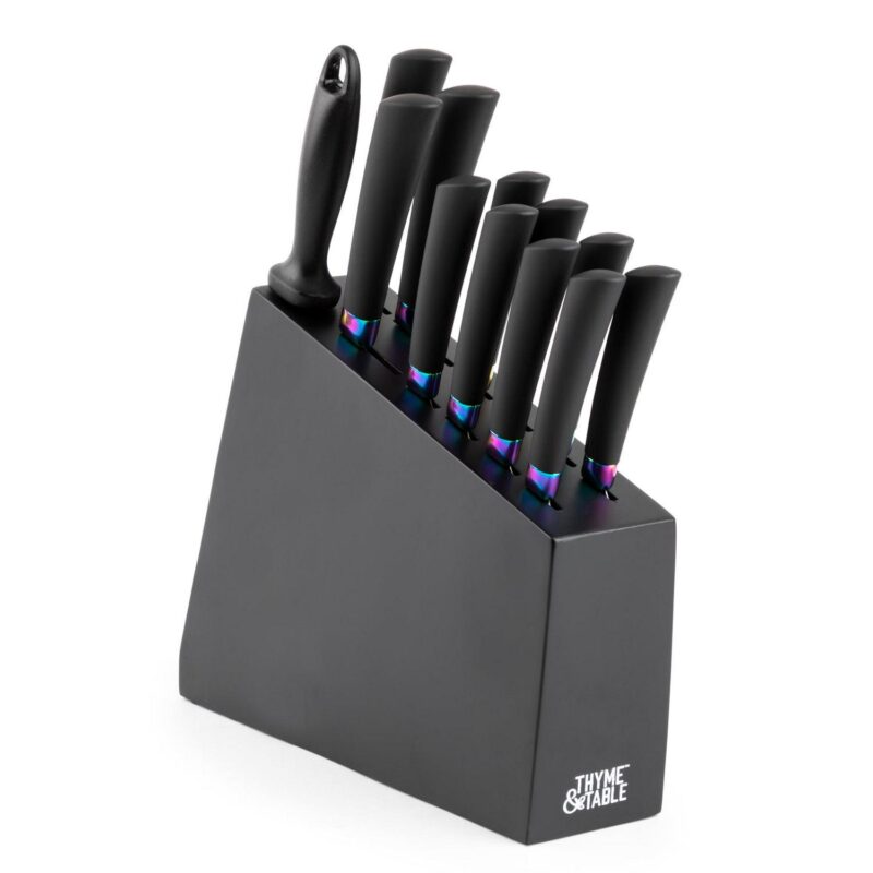 Thyme and Table 13-Piece Knife Block Set, Rainbow Blades - Image 2