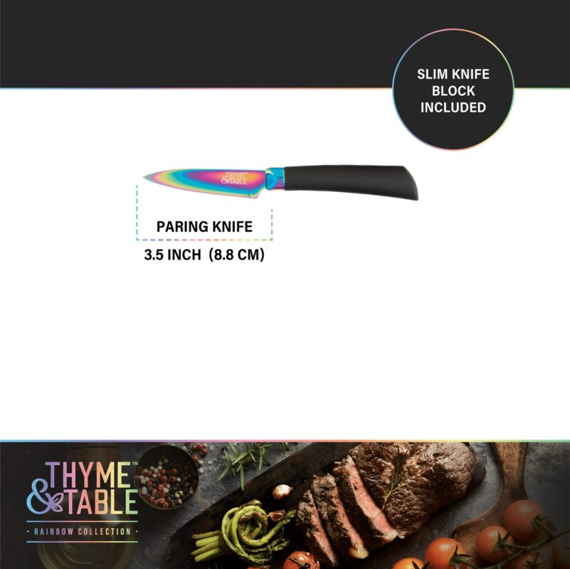 Thyme and Table 13-Piece Knife Block Set, Rainbow Blades - Image 8