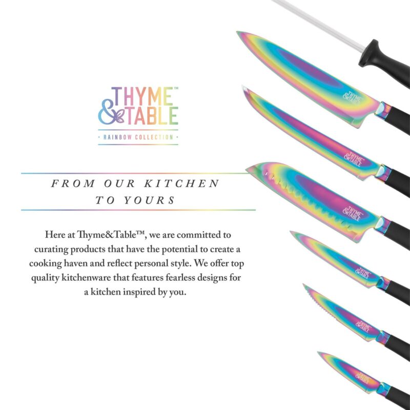 Thyme and Table 13-Piece Knife Block Set, Rainbow Blades - Image 9