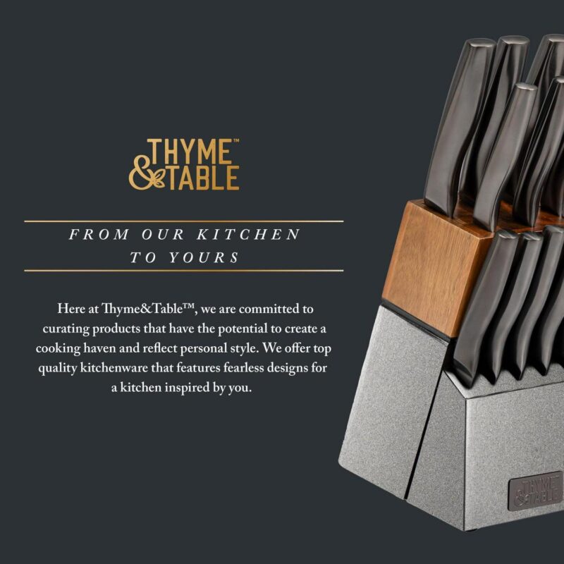 Thyme and Table 15-Piece Knife Block set with Sharpener, Gunmetal - Image 6