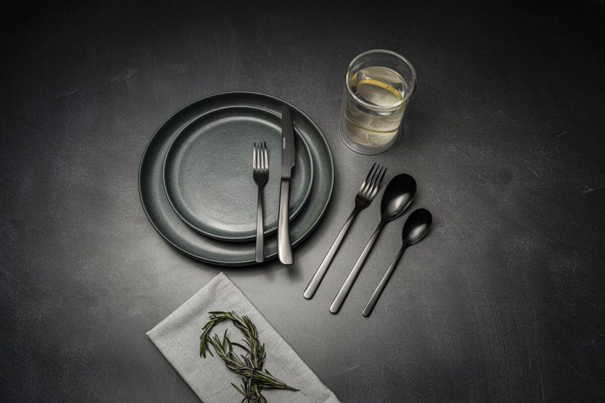 Thyme and Table 40-Piece Royal Stainless Steel Flatware Set, Black - Image 3