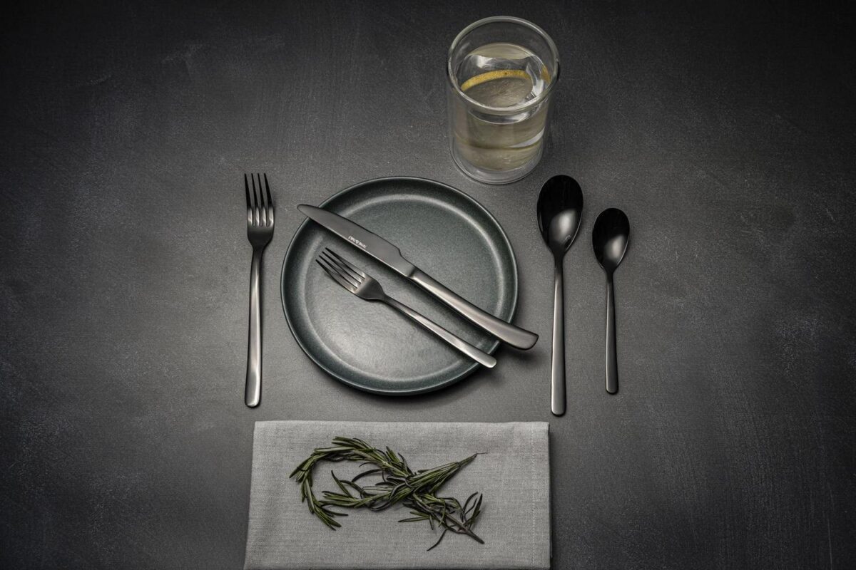 Thyme and Table 40-Piece Royal Stainless Steel Flatware Set, Black - Image 4