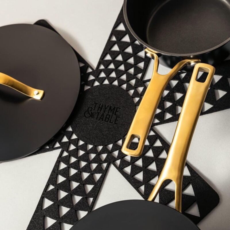 Thyme and Table Acadia 12-Piece Cookware Set Non-Stick - Black and Gold - Image 5