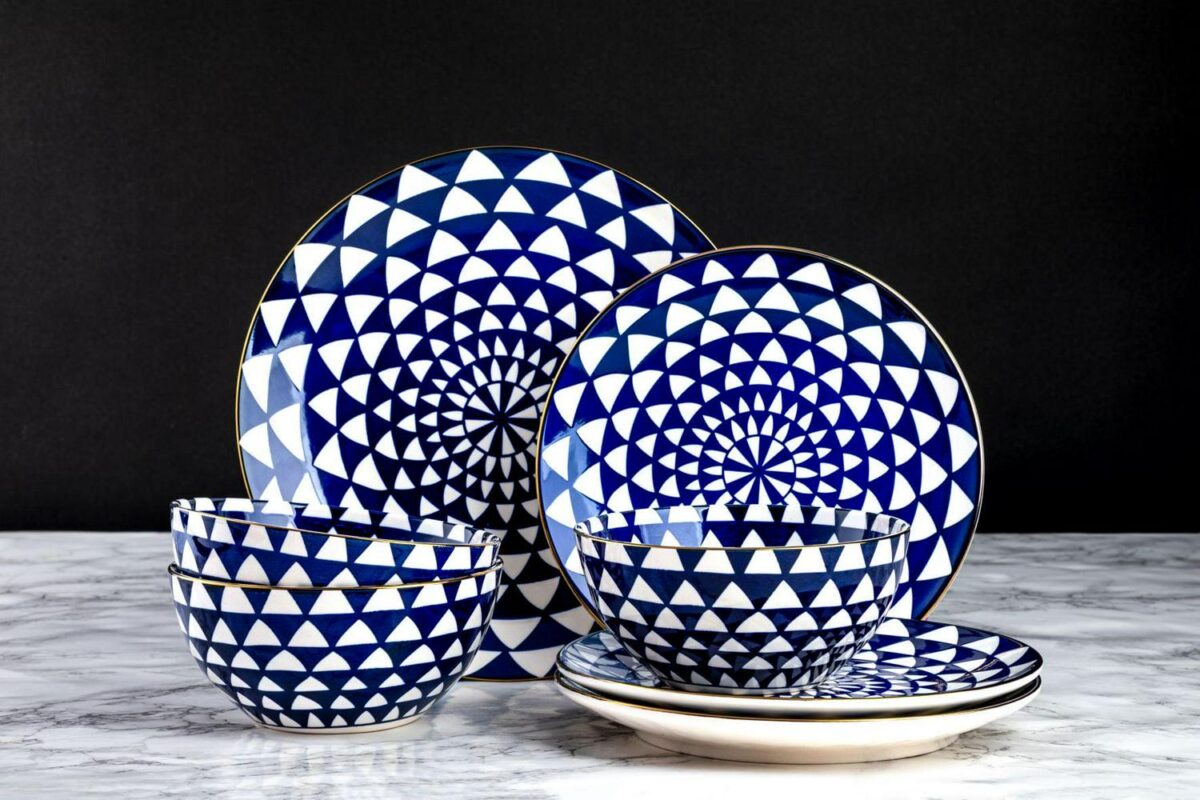 Thyme and Table Blue Medallion 12 Piece Dinnerware Set - Image 6
