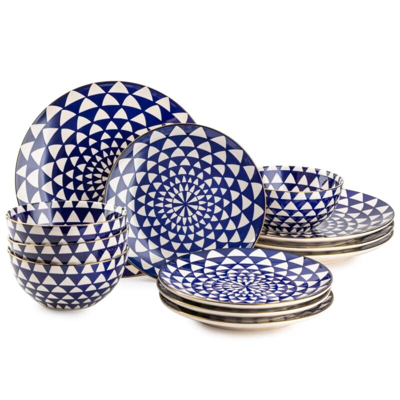 Thyme and Table Blue Medallion 12 Piece Dinnerware Set