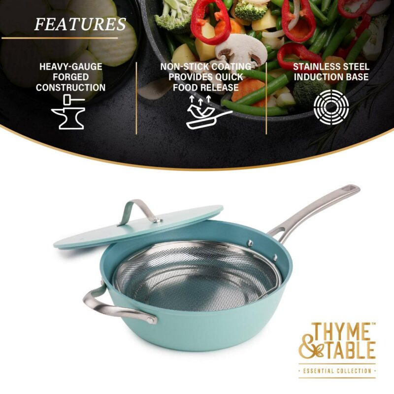 Thyme and Table Chef Set with Steamer Basket, Acadia Blue - Image 4