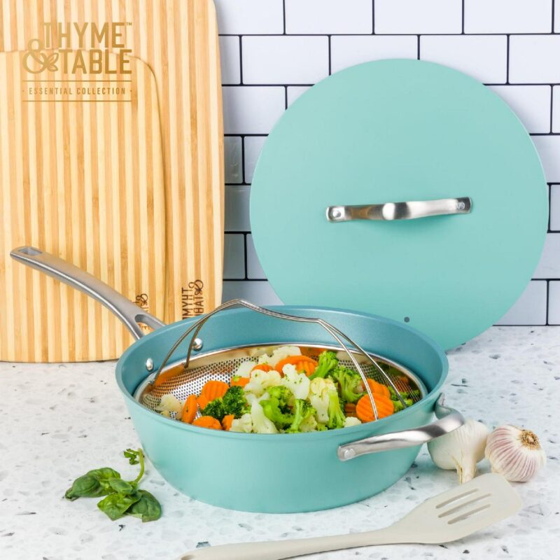 Thyme and Table Chef Set with Steamer Basket, Acadia Blue - Image 2