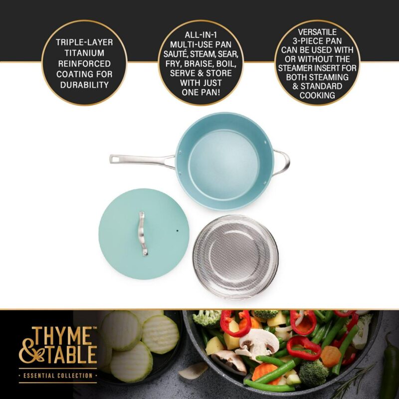 Thyme and Table Chef Set with Steamer Basket, Acadia Blue - Image 5