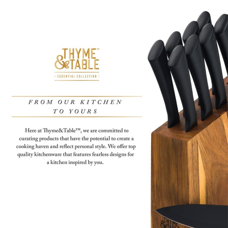 Thyme and Table Knife Set, 13-Piece Kitchen Slim Block Stainless Steel Knife Set - Image 8