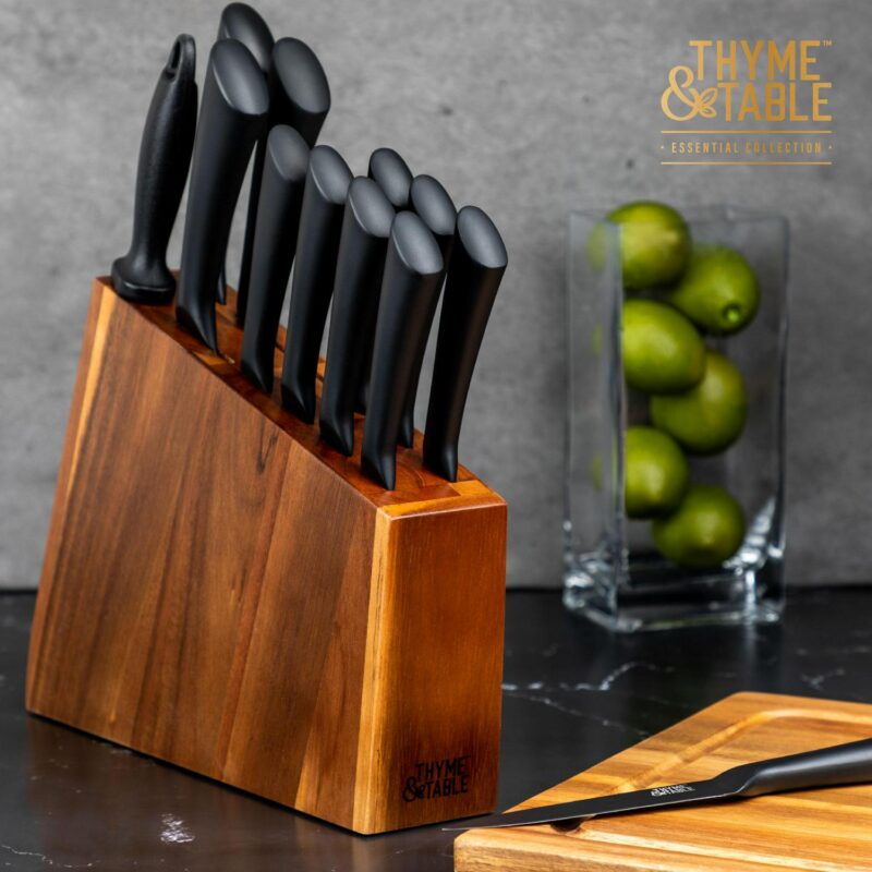 Thyme and Table Knife Set, 13-Piece Kitchen Slim Block Stainless Steel Knife Set - Image 3