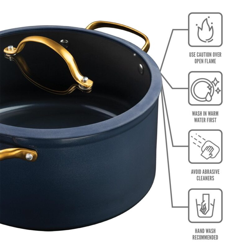 Thyme and Table Non-Stick Pots and Pans 12-Piece Cookware Set, Blue - Image 6