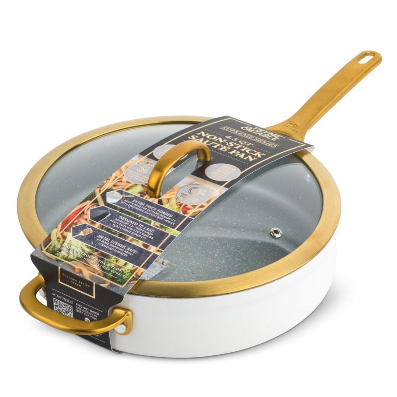 Thyme and Table Non-Stick 4.5 QT Supreme Saute Pan, Cream - Image 6