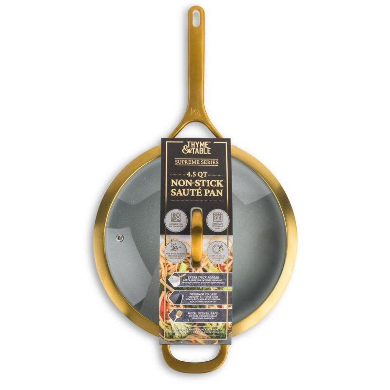 Thyme and Table Non-Stick 4.5 QT Supreme Saute Pan, Cream - Image 3