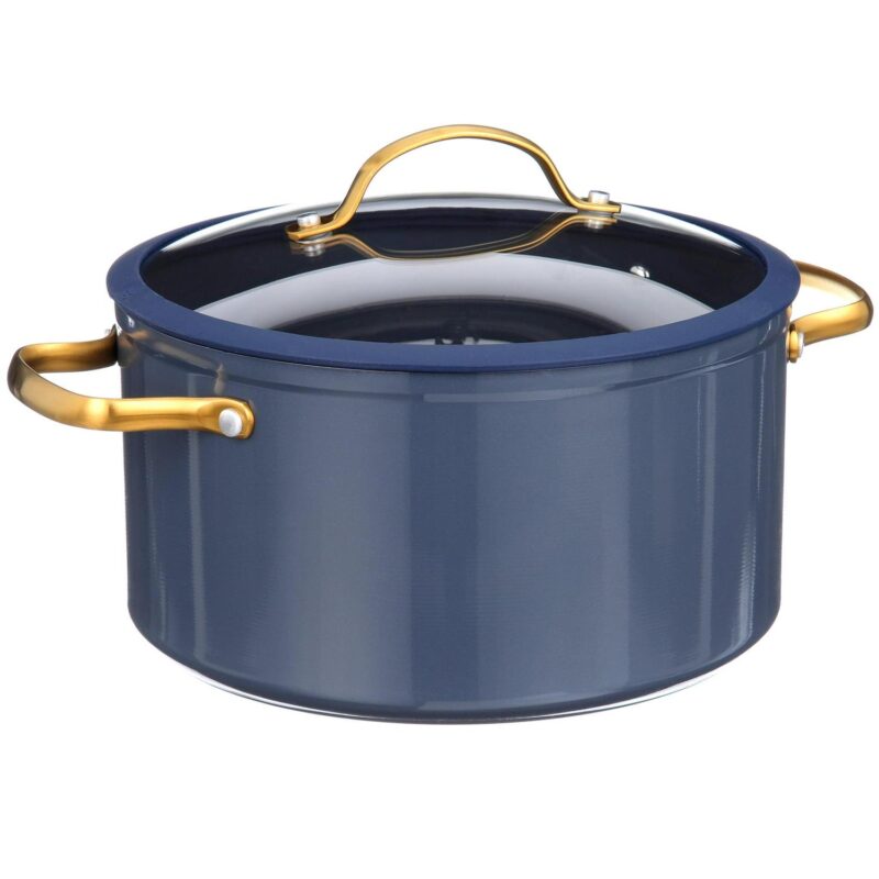 Thyme and Table Non-Stick Pots and Pans 12-Piece Cookware Set, Blue - Image 8