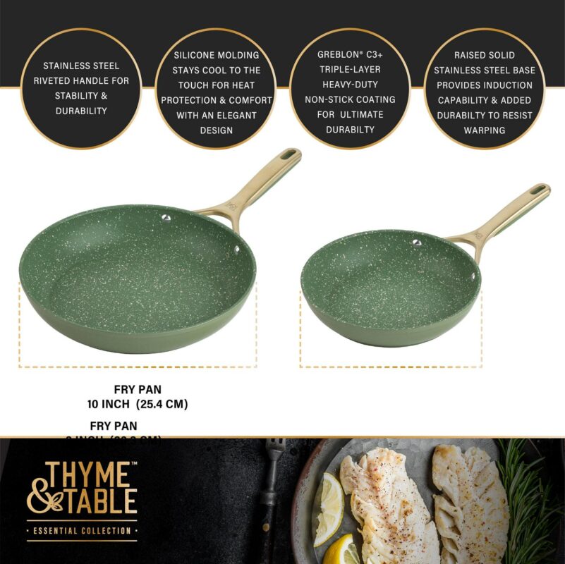 Thyme and Table Supreme 12-Piece Cookware Set Non-Stick - Olive - Image 4