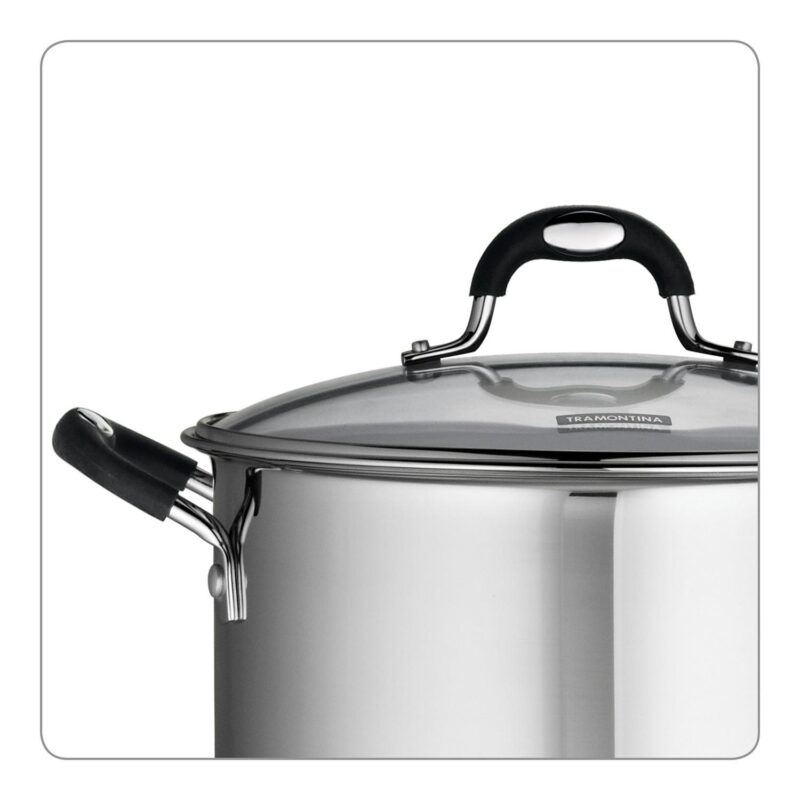 Tramontina 8-Quart Gourmet Stainless-Steel Covered Stock Pot with Lock and Drain - Image 4