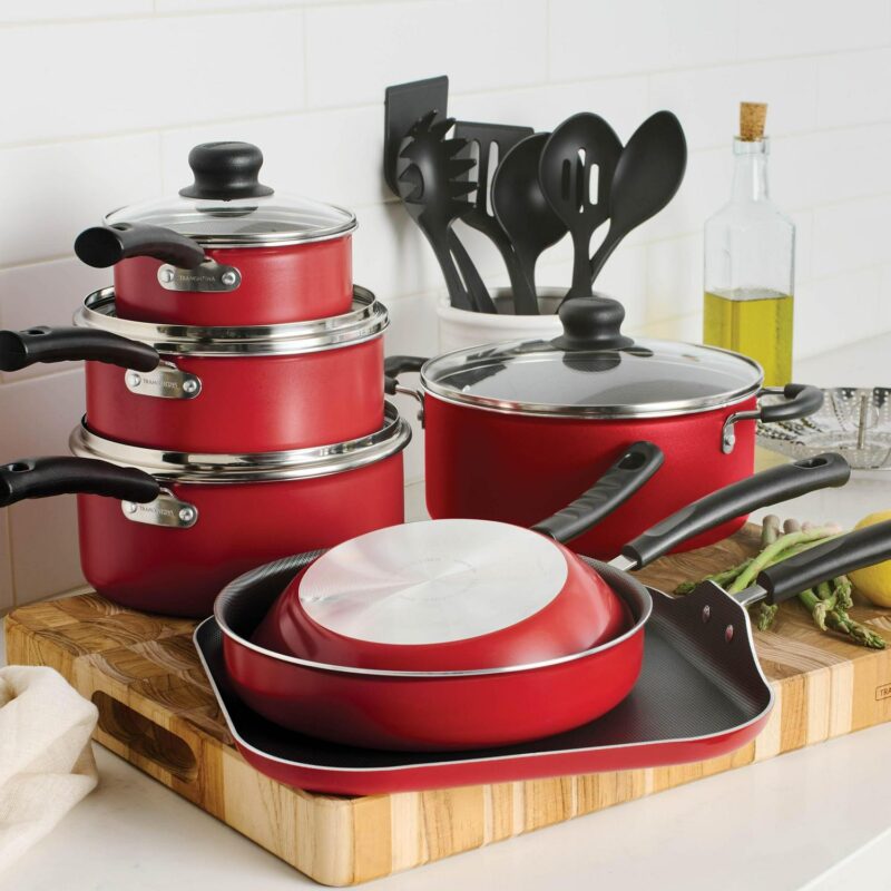 Tramontina Primaware 18 Piece Non-stick Cookware Set, Red - Image 4