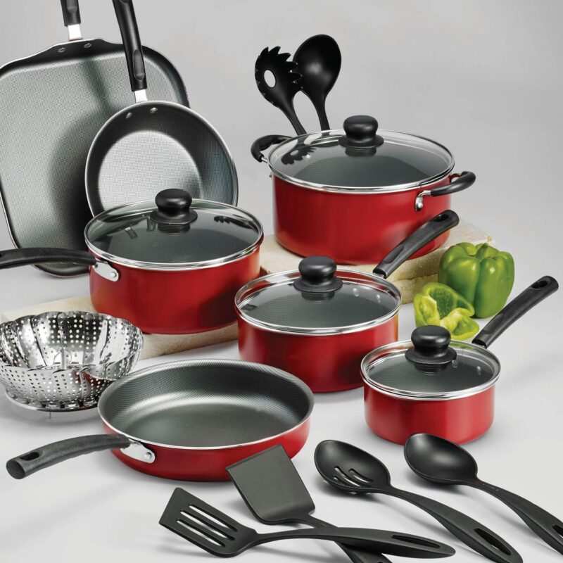 Tramontina Primaware 18 Piece Non-stick Cookware Set, Red - Image 5