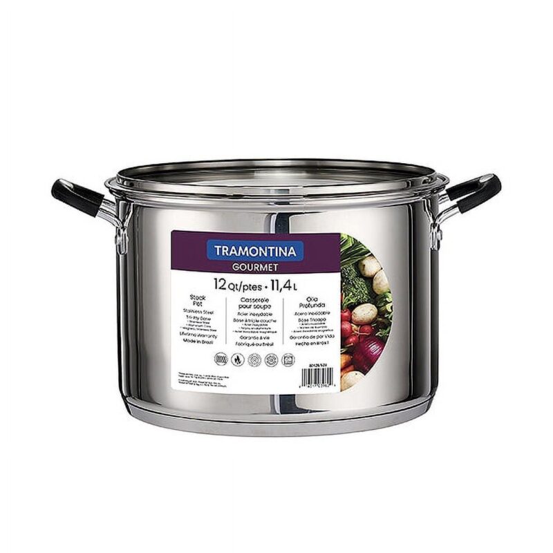 Tramontina Stainless Steel 12 Quart Covered Stock Pot - Image 2