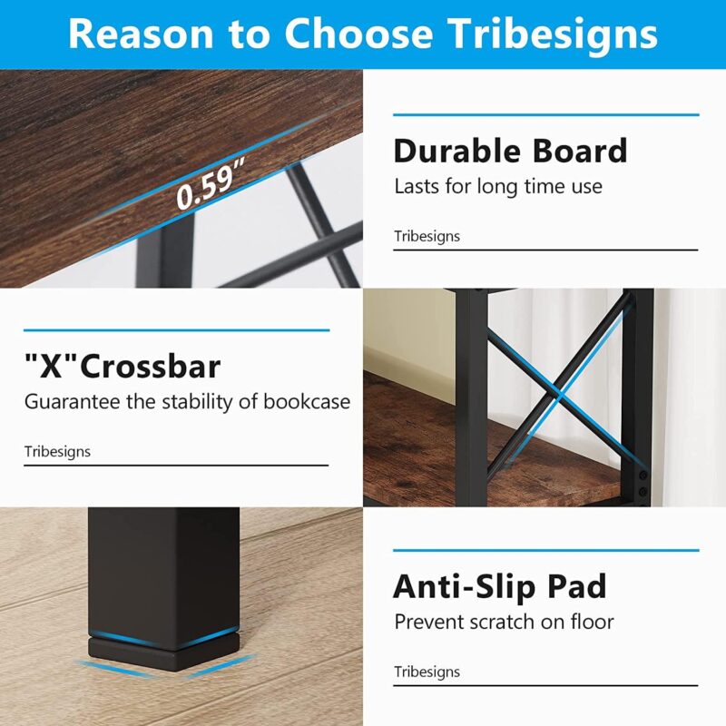 Tribesigns 7-Shelf Corner Bookshelf,Large Modern Corner Bookcase with Metal Frame for Living Room Home Office - Image 6
