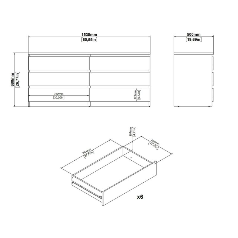 Tvilum Scottsdale 6 Drawer Double Dresser for Adults, Jackson Hickory - Image 11