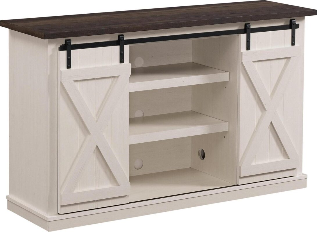Twin Star Home Terryville Barn Door TV Stand for TVs up to 60 , Old White - Image 7