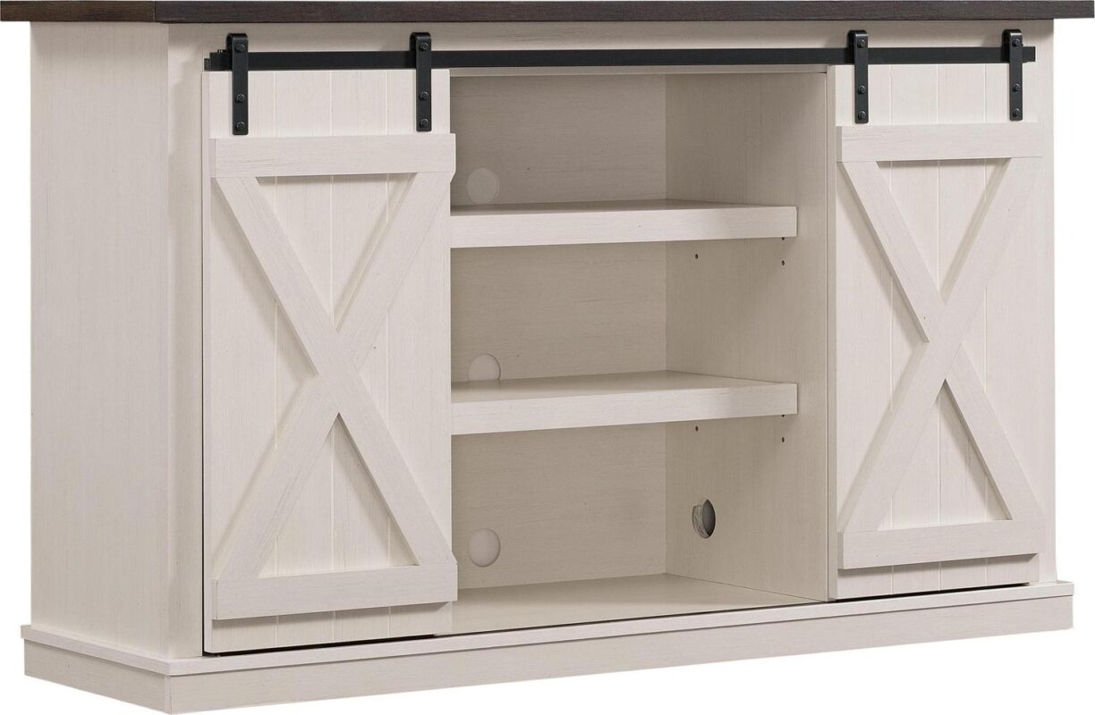 Twin Star Home Terryville Barn Door TV Stand for TVs up to 60 , Old White - Image 6