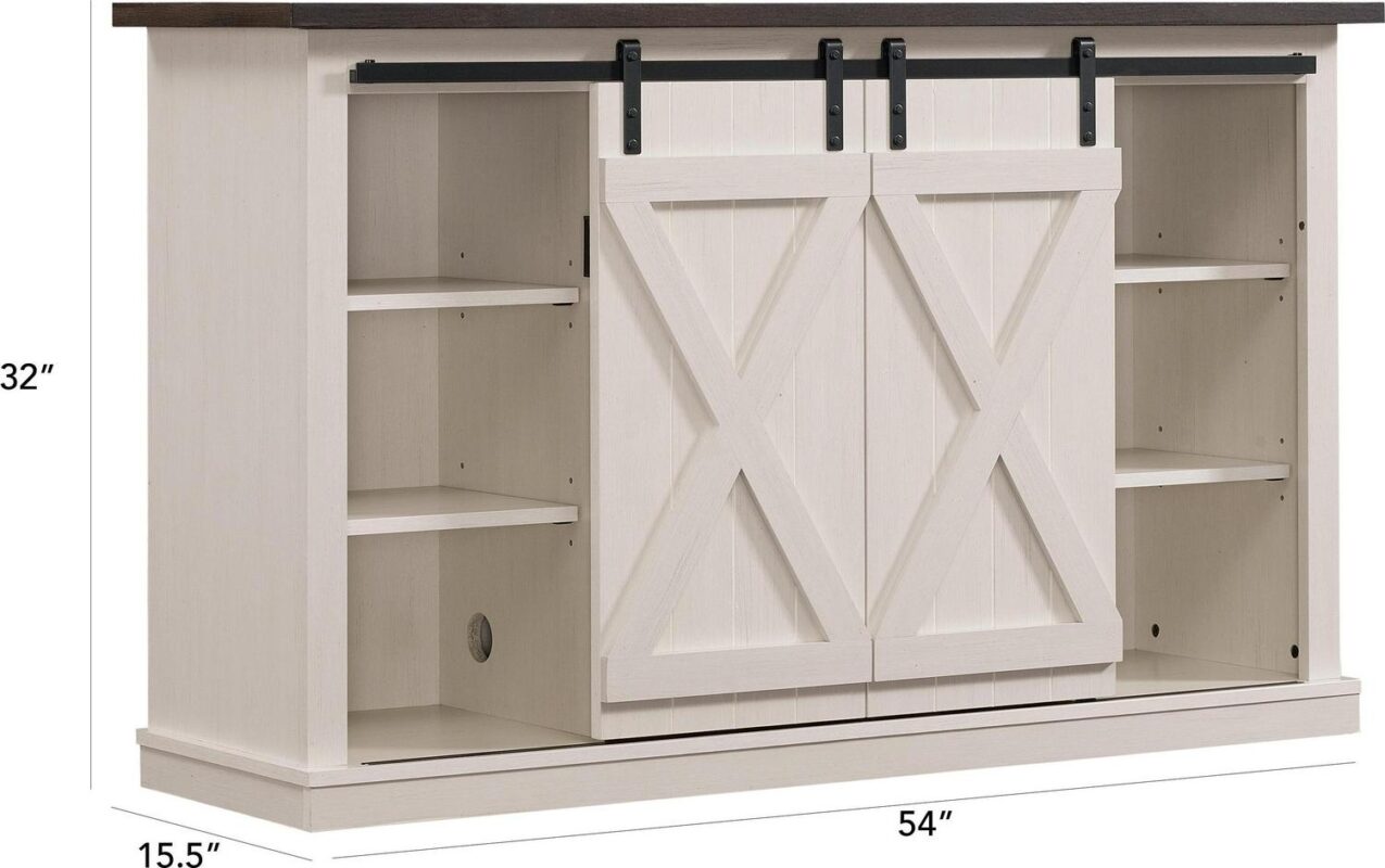 Twin Star Home Terryville Barn Door TV Stand for TVs up to 60 , Old White - Image 5
