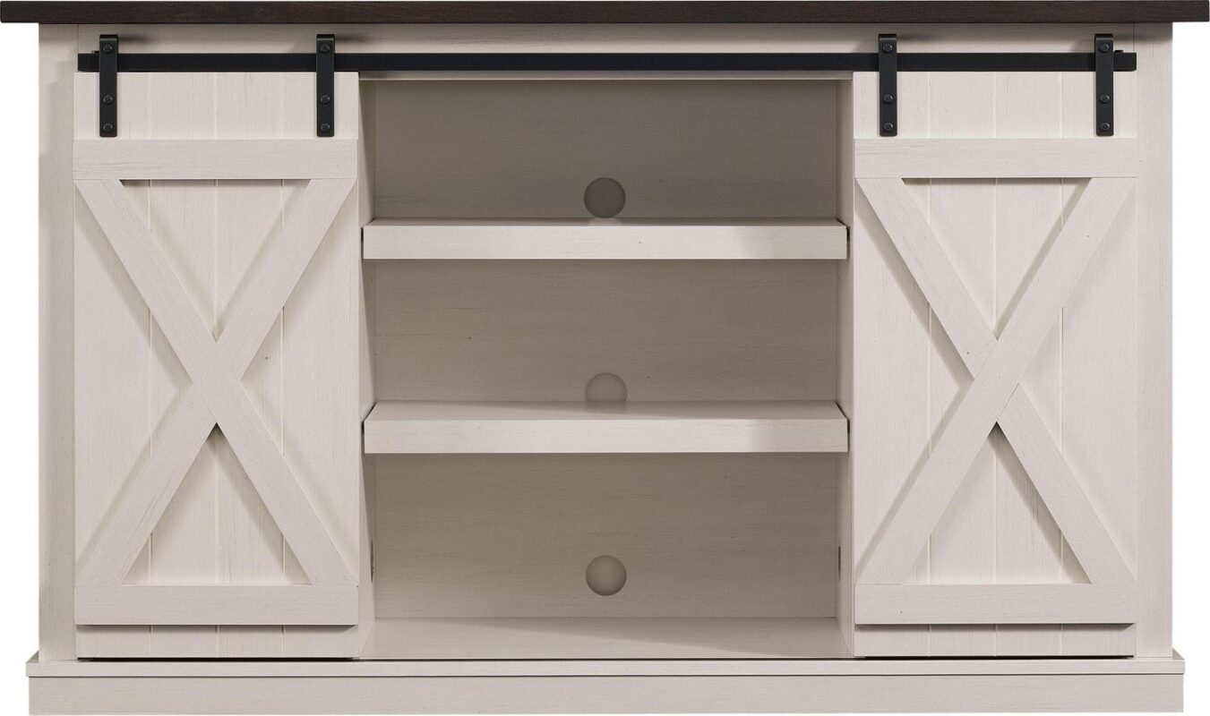 Twin Star Home Terryville Barn Door TV Stand for TVs up to 60 , Old White - Image 9