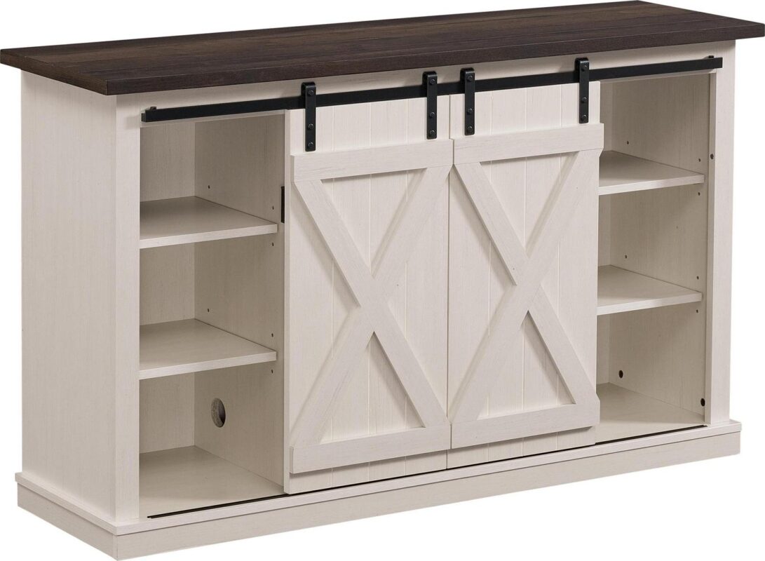 Twin Star Home Terryville Barn Door TV Stand for TVs up to 60 , Old White - Image 8