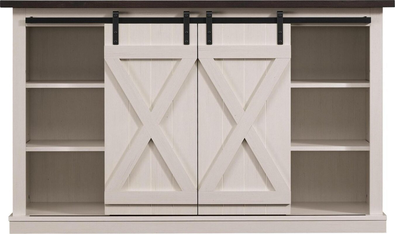 Twin Star Home Terryville Barn Door TV Stand for TVs up to 60 , Old White - Image 10