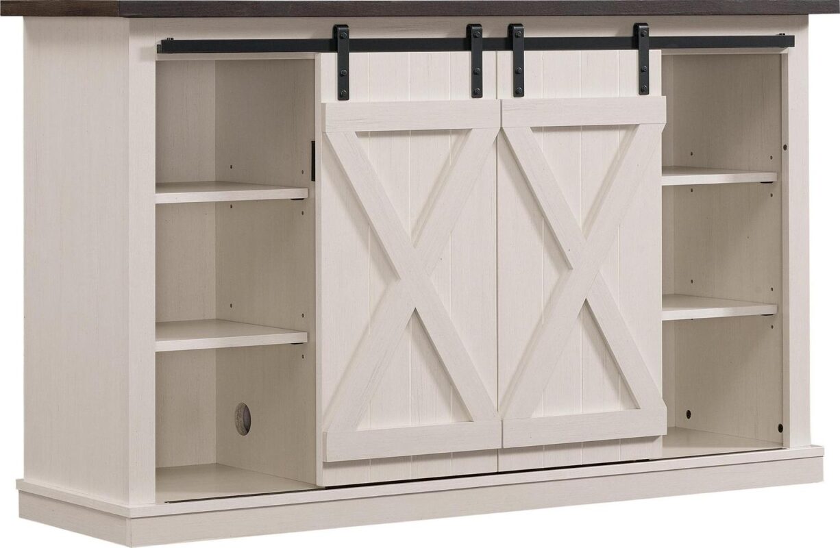 Twin Star Home Terryville Barn Door TV Stand for TVs up to 60 , Old White - Image 11