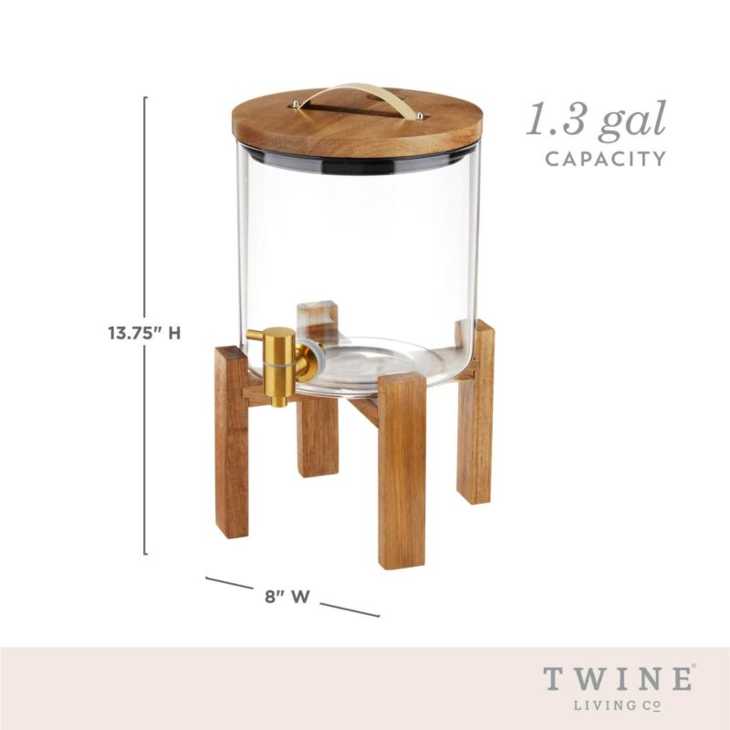 Twine Modern Manor Glass Drink Dispenser, Beverage Dispenser, 1.3 Gallons - Image 6