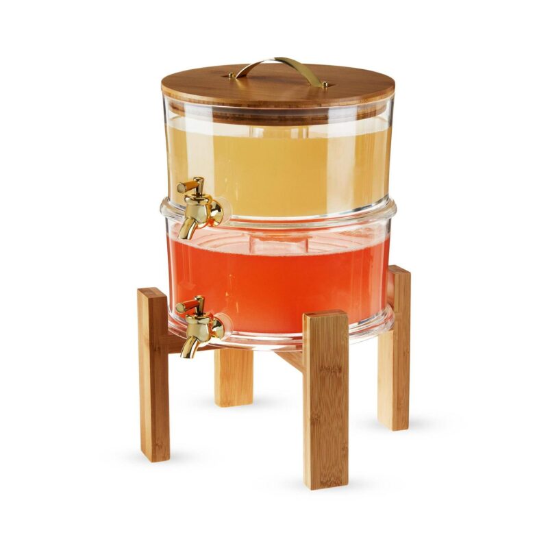 Twine Outdoor Double Drink Dispenser, Beverage Spigot Dispenser, Cocktail Dispenser for Parties with Collapsible Wood Drink Stand, Stackable Dispenser Set of 1 - Image 2
