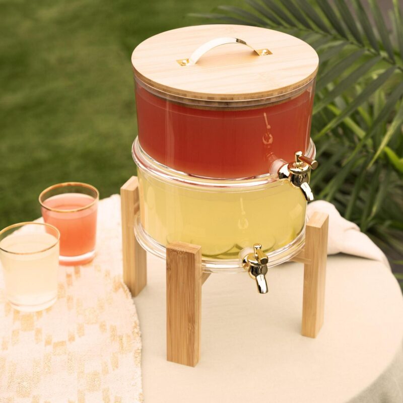 Twine Outdoor Double Drink Dispenser, Beverage Spigot Dispenser, Cocktail Dispenser for Parties with Collapsible Wood Drink Stand, Stackable Dispenser Set of 1 - Image 4