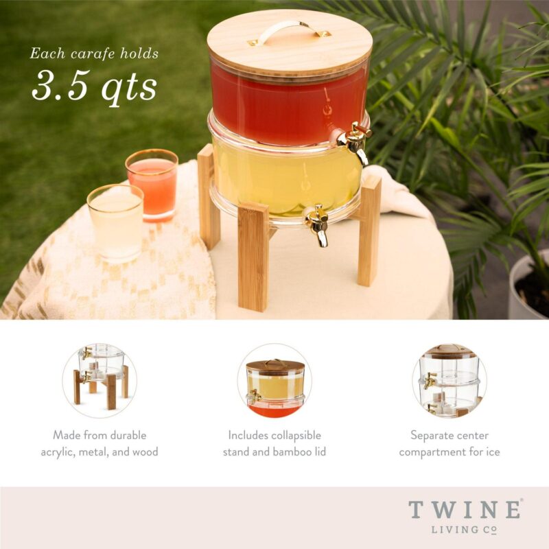 Twine Outdoor Double Drink Dispenser, Beverage Spigot Dispenser, Cocktail Dispenser for Parties with Collapsible Wood Drink Stand, Stackable Dispenser Set of 1 - Image 5