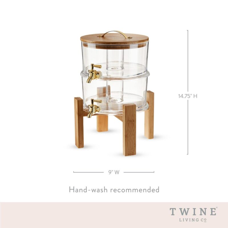 Twine Outdoor Double Drink Dispenser, Beverage Spigot Dispenser, Cocktail Dispenser for Parties with Collapsible Wood Drink Stand, Stackable Dispenser Set of 1 - Image 6