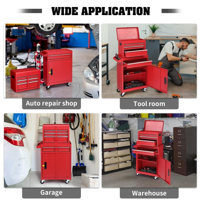 UBesGoo 2 in 1 Rolling Tool Chest Cabinet Tool Storage Cabinet, 4-Drawers - Image 7