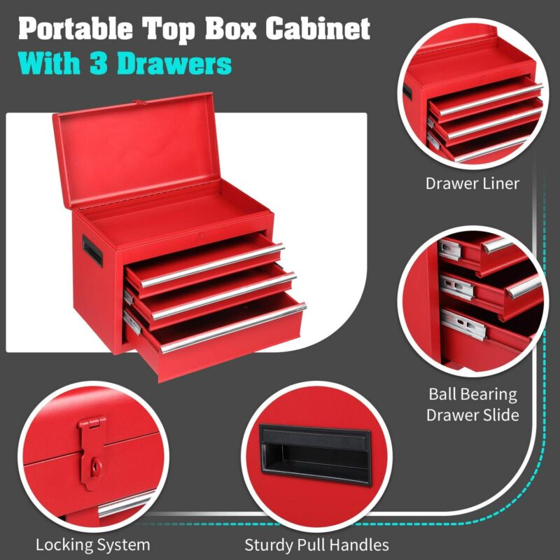 UBesGoo 2 in 1 Rolling Tool Chest Cabinet Tool Storage Cabinet, 4-Drawers - Image 8