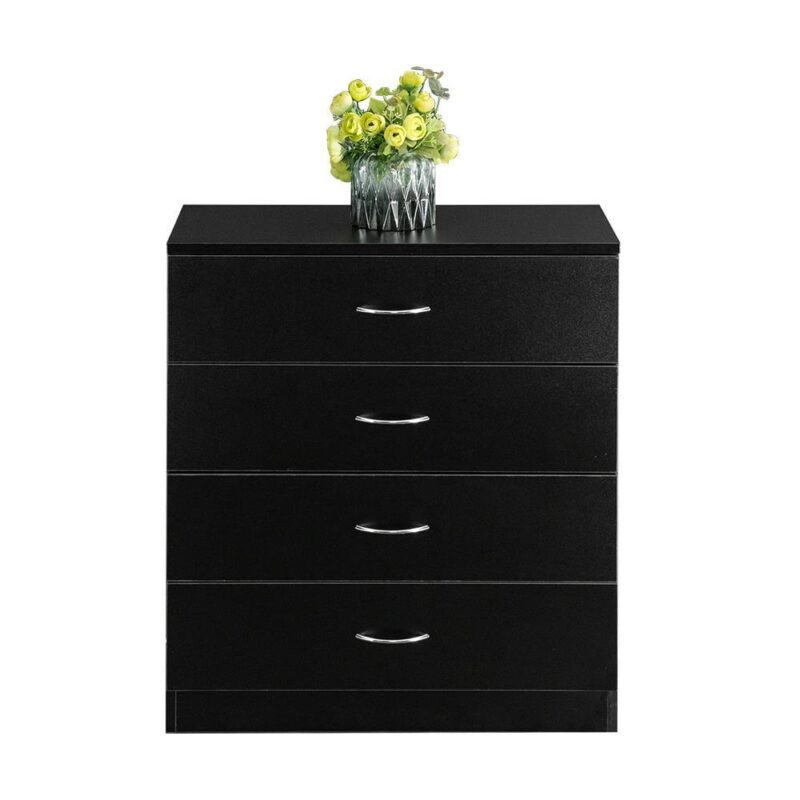 UBesGoo Black Chest of Drawers Dresser Wood Organizer Cabinet,4 Drawer Nightstand Side Table,Furniture for Bedroom - Image 2