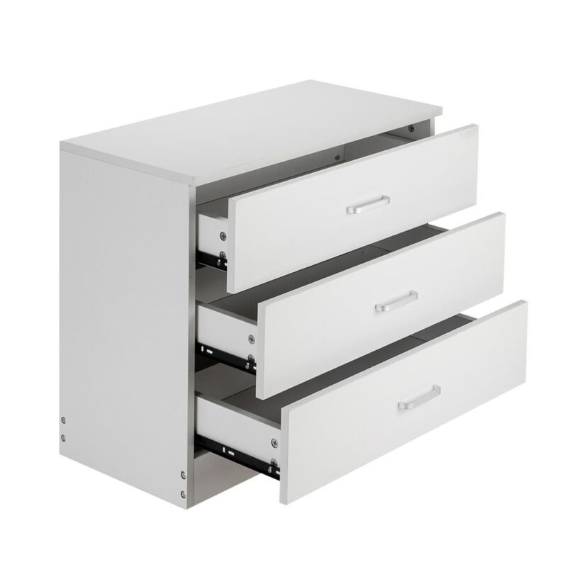 UBesGoo Modern White 3 Drawer Dresser Bedroom White Finish