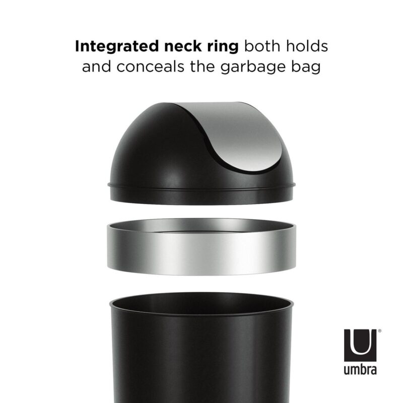 Umbra 16 gal Venti Plastic Swing Top Lid Kitchen Trash Can, Black - Image 5