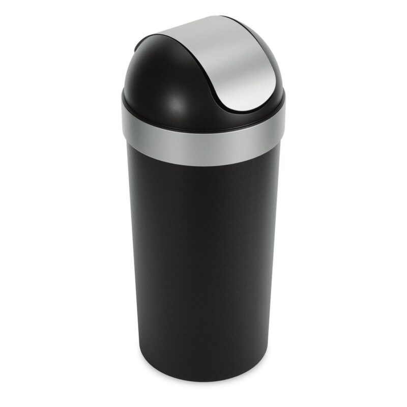 Umbra 16 gal Venti Plastic Swing Top Lid Kitchen Trash Can, Black - Image 10