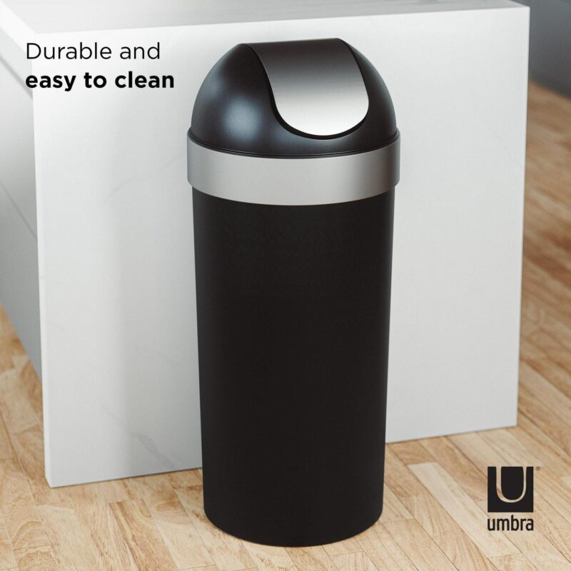 Umbra 16 gal Venti Plastic Swing Top Lid Kitchen Trash Can, Black - Image 6