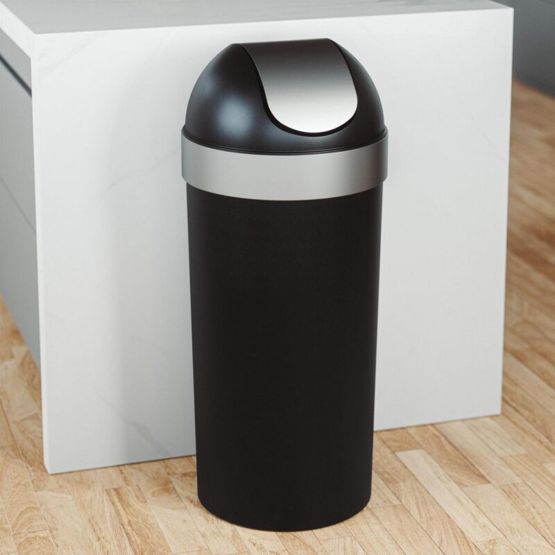 Umbra 16 gal Venti Plastic Swing Top Lid Kitchen Trash Can, Black - Image 15