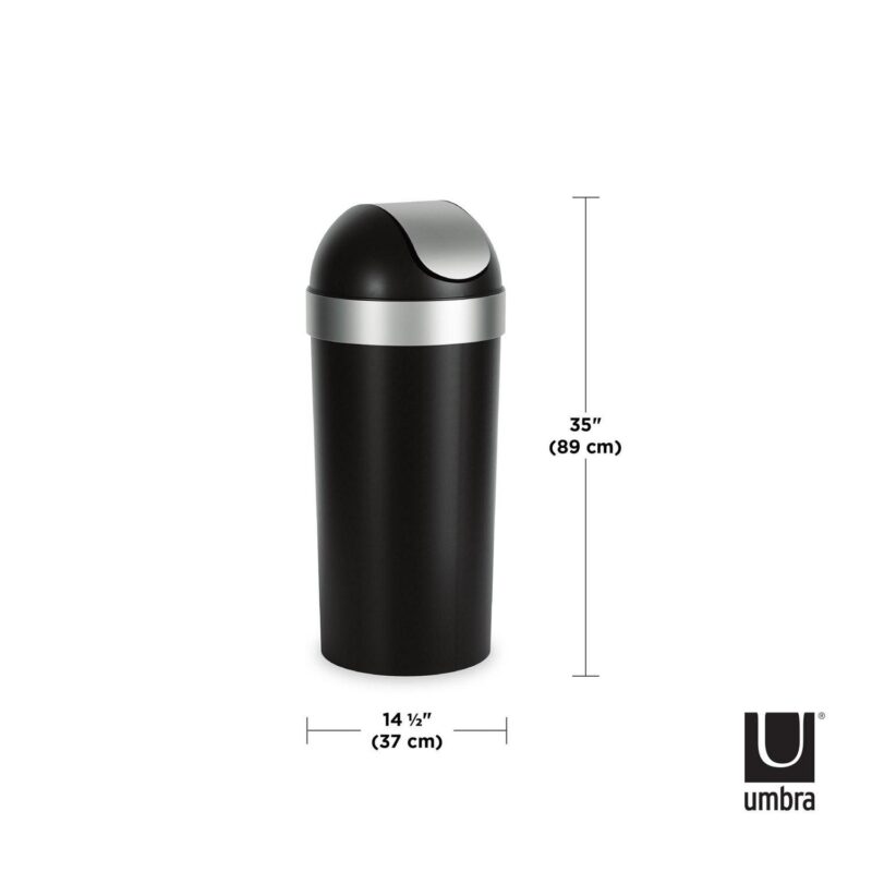 Umbra 16 gal Venti Plastic Swing Top Lid Kitchen Trash Can, Black - Image 2