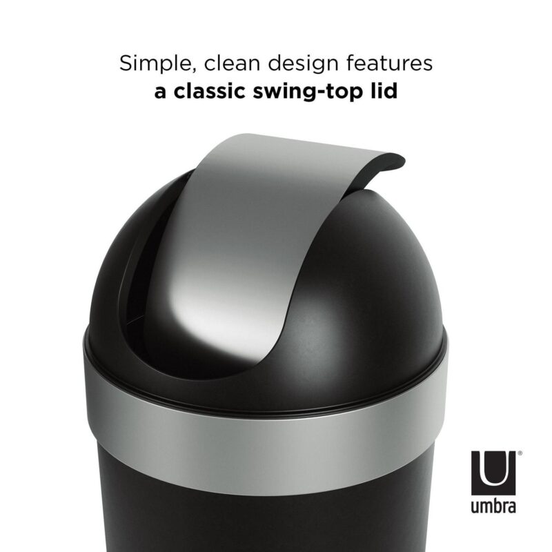 Umbra 16 gal Venti Plastic Swing Top Lid Kitchen Trash Can, Black - Image 3