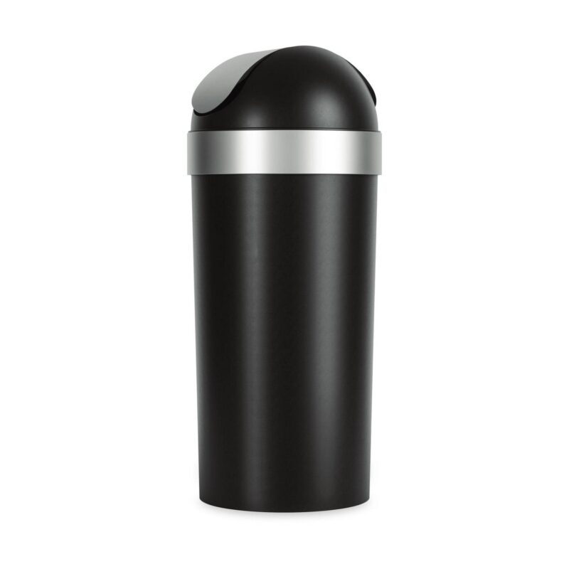 Umbra 16 gal Venti Plastic Swing Top Lid Kitchen Trash Can, Black - Image 9