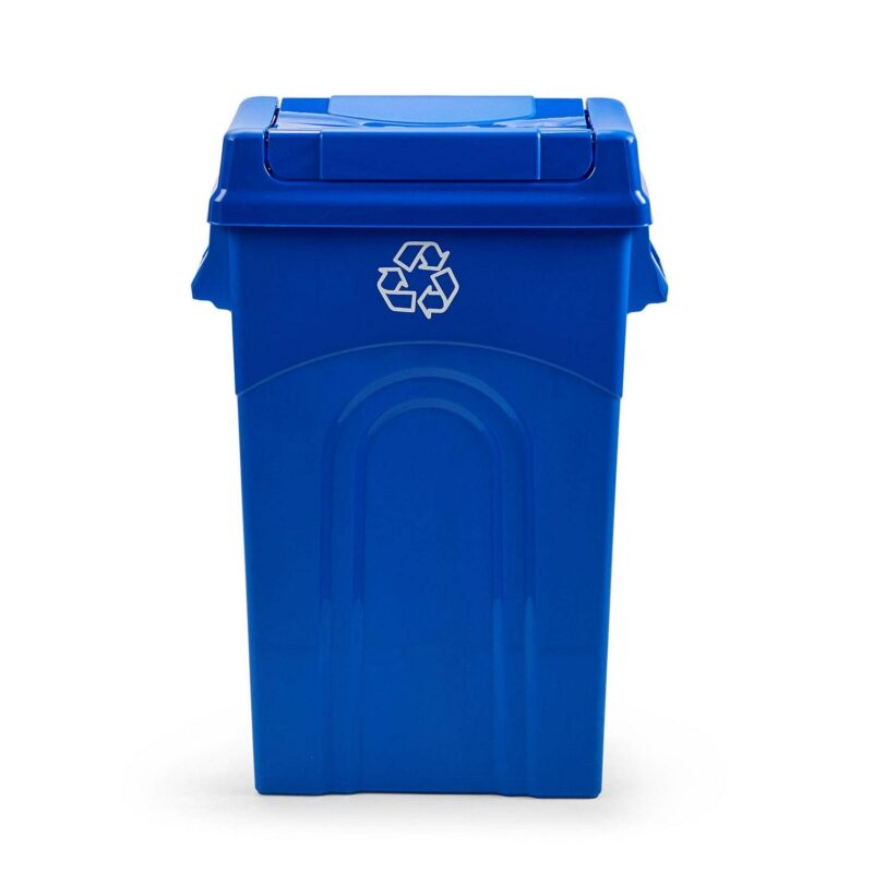 United Solutions 23 Gallon Highboy Kitchen Recycling Bin w/ Swing Lid, Blue - Image 2