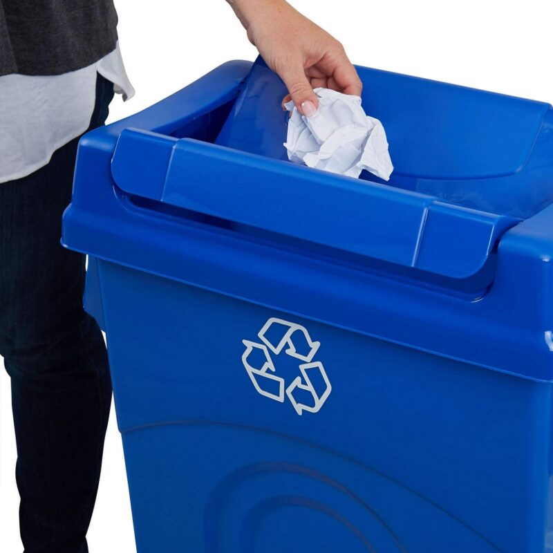 United Solutions 23 Gallon Highboy Kitchen Recycling Bin w/ Swing Lid, Blue - Image 7